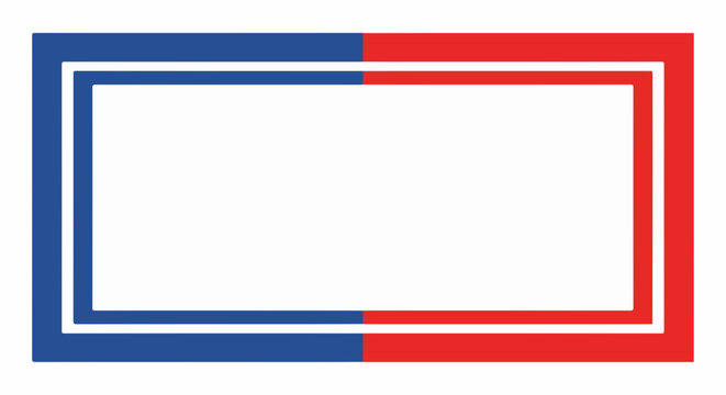 Blank Rectangular Frame Divided Red and Blue Color Simple Geometric Design