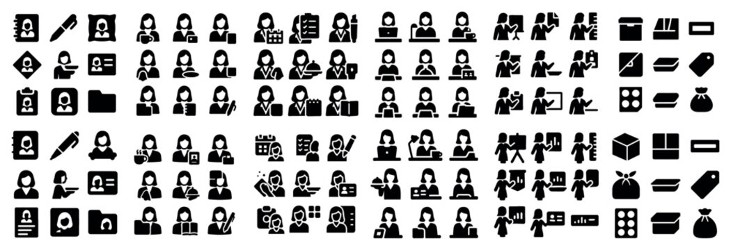 Human resources and management design icons with person group folder for mobile app design in flat design