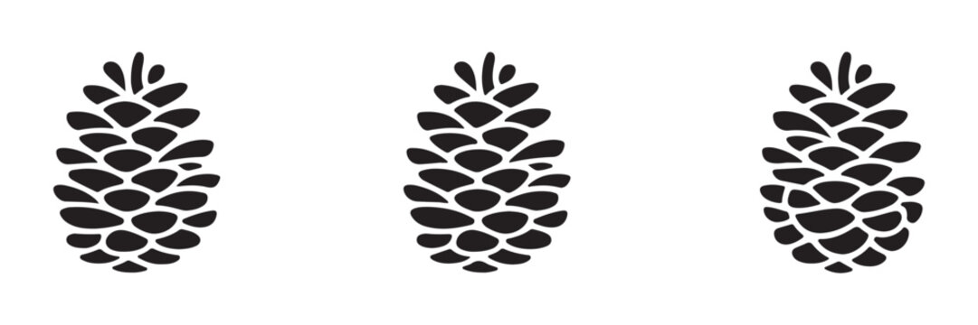 Minimalist pine cone pattern set featuring stylized conifer seed shapes for modern organic design.