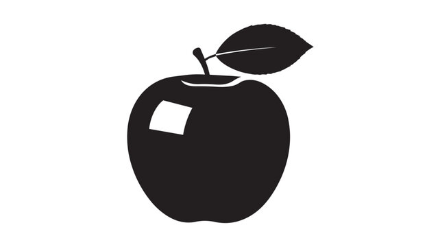 Black apple icon with a leaf