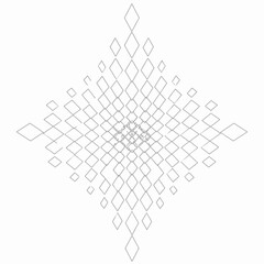 Fototapeta premium Abstract geometric vector illustration featuring a radiating pattern of interconnected gray diamond shapes on a clean white background