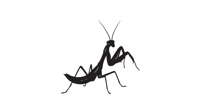 Black silhouette of a praying mantis insect