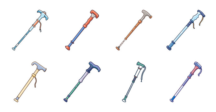 Assorted colorful hammers in a row - Eight different hammers with varied colors and handles displayed neatly in a row for visual comparison.