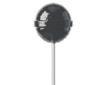 Retro halftone lollipop with circle dot pattern vector illustration isolated on white background