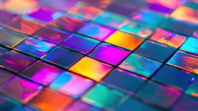 Abstract Colorful Mosaic Pattern with Shimmering Light Reflections.