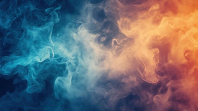 Abstract Colorful Smoke Swirls Against Dark Background.