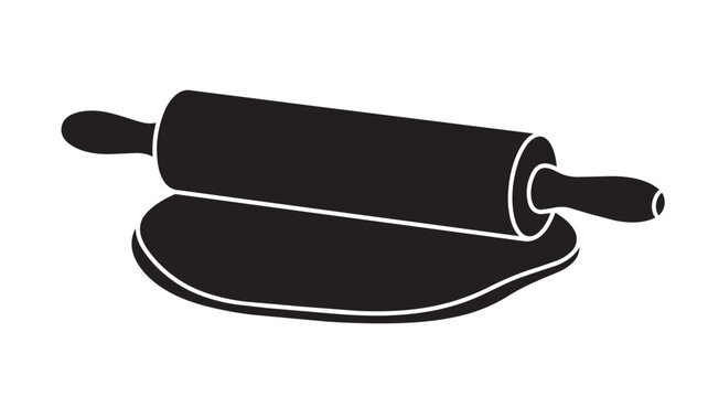Black rolling pin and dough icon
