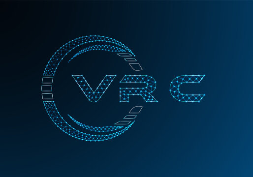 VRC low poly letter logo vector design. VRC lower poly logo design. Low poly logo.
