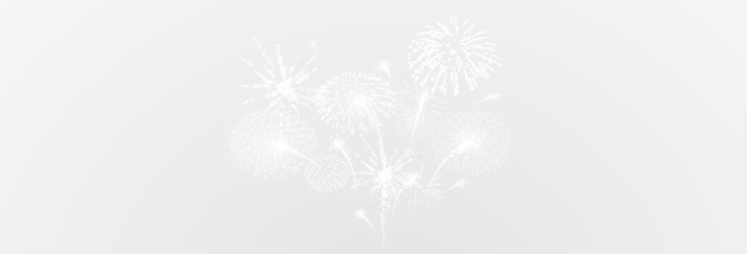 Magic fireworks in the night sky, Christmas background for holiday design, poster, postcard on a transparent background, png. Holiday lights.	
