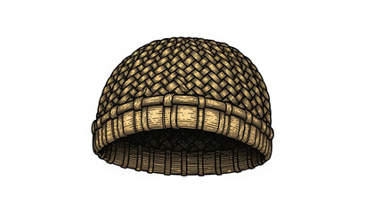 Fototapeta premium Rustic Farmer Woven Headdress Vintage Vector Illustration for Agriculture Themes