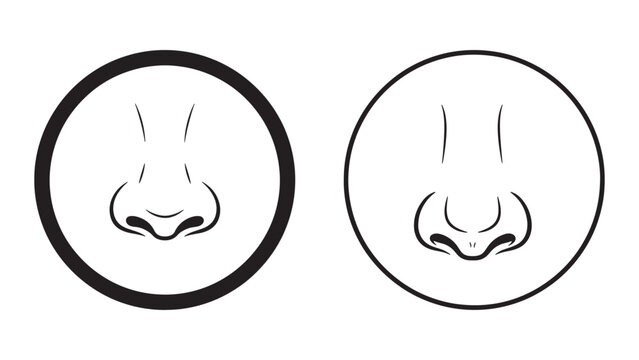Minimal nose icon set with two abstract animal snouts in circular outlines on dark background