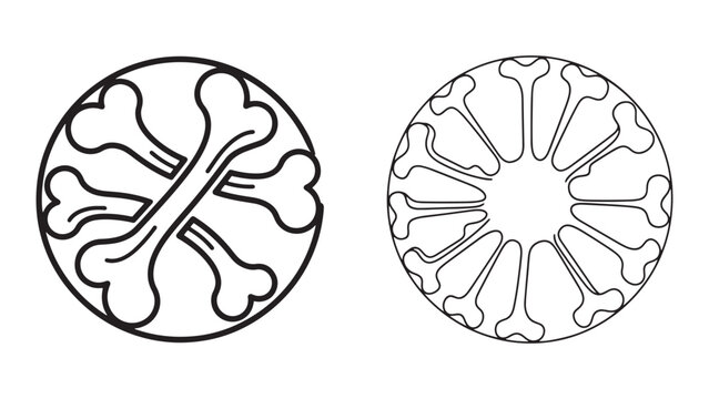 Abstract circular black line art logos featuring organic cellular and molecular patterns on dark background