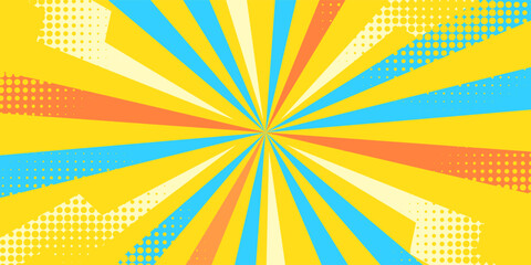 Yellow comic book background. Modern creative pop art orange halftone style background © Galeri