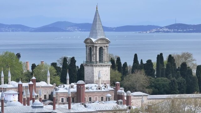 Topkapi Palace (Topkapi Sarayı) Drone Video, Emin&ouml;n&uuml; Fatih, Istanbul Turkiye (Turkey)	