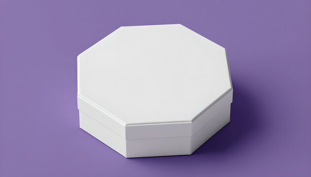 Hexagonal White Chocolate Box Mockup on Purple Background