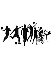 Obraz premium Black silhouettes of people playing sports