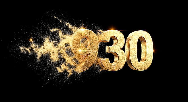 Striking digital illustration of numbers 9 and 30 bursting with golden sparks and light against a dark backdrop.