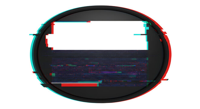 Abstract Black Glitch Effect Round Frame Design Element