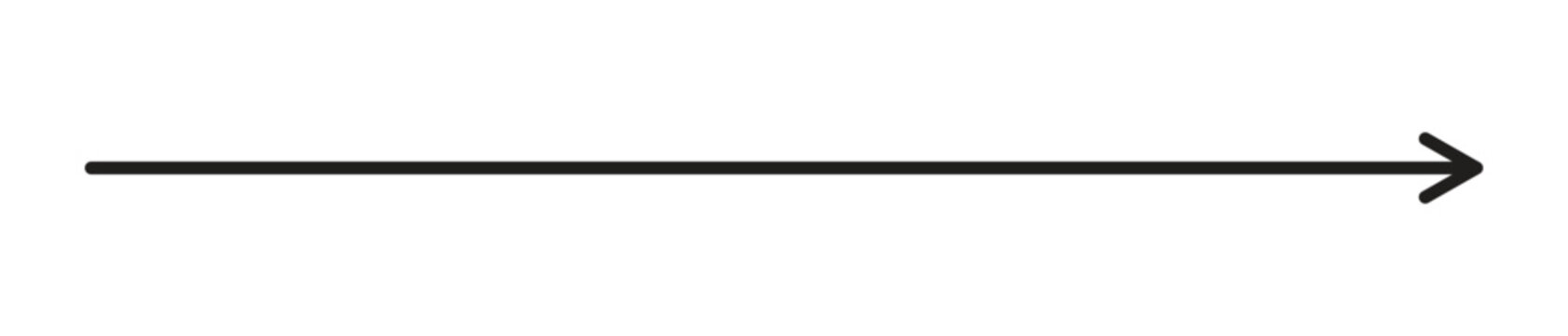 Minimalist bold black horizontal arrow pointing right indicating direction or next step isolated