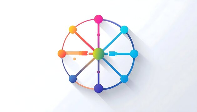 Colorful geometric wireframe sphere with intersecting lines.