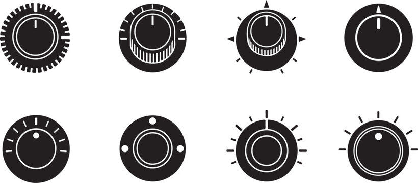 Various electronic control dials and knobs for settings adjustment  electronic interface elements