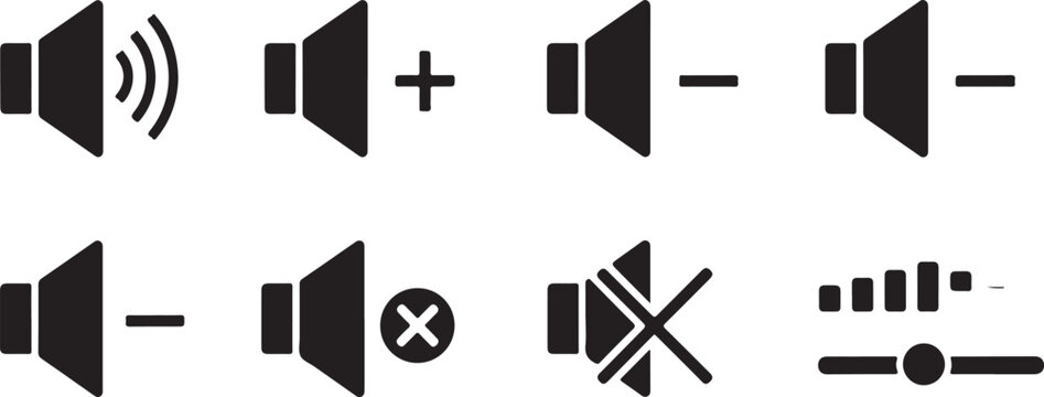 Volume control speaker icons for audio settings and sound management systems