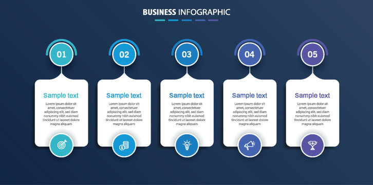 Business vector infographic template with 5 options or steps. Can be used for workflow layout, diagram, annual report, web design