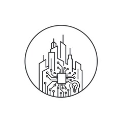 Naklejka premium Black and white illustration of a medieval castle silhouette.