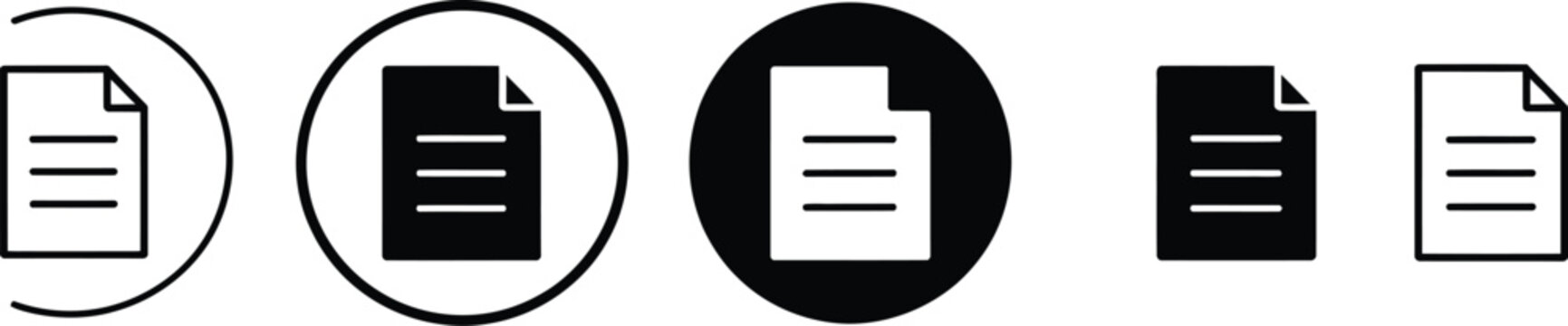 Document icon vector isolated on white background with paper file and digital record symbol.