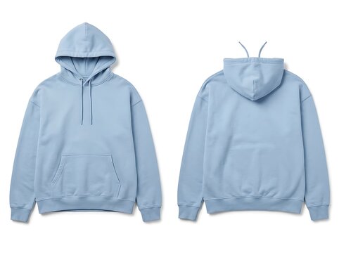 Light blue hoodie mockup on a white background front and back views for design presentation
