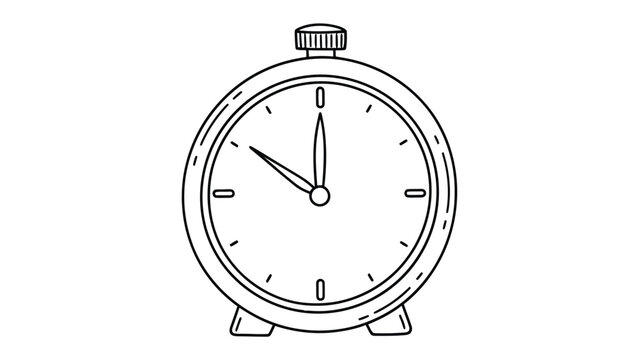 Simple line art drawing of a classic alarm clock