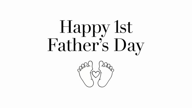 Father's Day, baby feet, heart design, greeting card, Happy 1st Father's Day