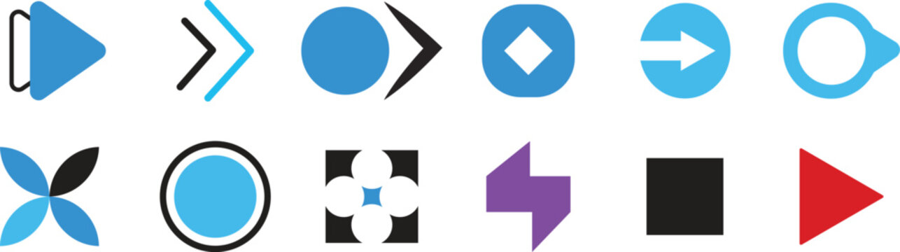 Fl&egrave;che Bullet List Icons for PowerPoint Presentation, Vector Arrow Collection for Slides.  Fl&egrave;che and Arrow Bullet List Icon Set, Vector Arrow Designs
