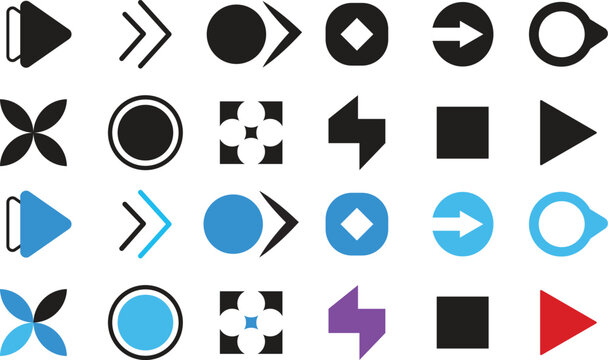 Fl&egrave;che Bullet List Icons for PowerPoint Presentation, Vector Arrow Collection for Slides.  Fl&egrave;che and Arrow Bullet List Icon Set, Vector Arrow Designs
