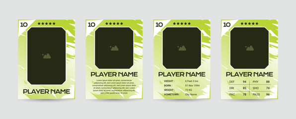 Naklejka premium Set of player trading card template, Photo frame and border collection for soccer, hockey, volleyball, and basketball players, sports flyer layout design, Template eps 10.