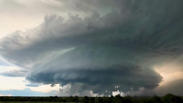 A majestic supercell storm forming in a time-lapse video.
