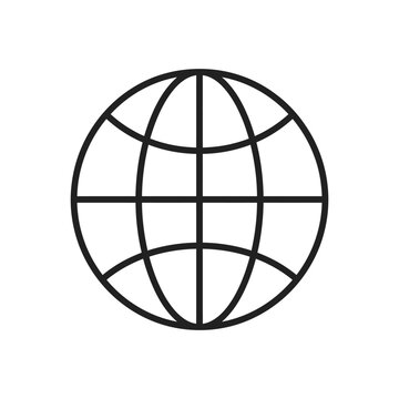 Abstract spherical grid icon representing global connectivity or network.