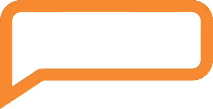 Orange speech bubble outline design for text message or communication concept on transparent background. Vector illustration