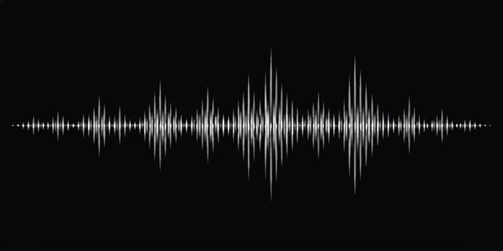 Sound wave vector audio background illustration with digital music waveform equalizer design in blue technology style
