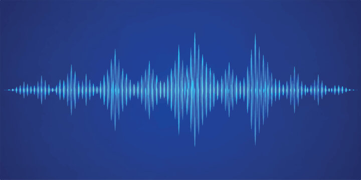 Sound wave vector audio background illustration with digital music waveform equalizer design in blue technology style