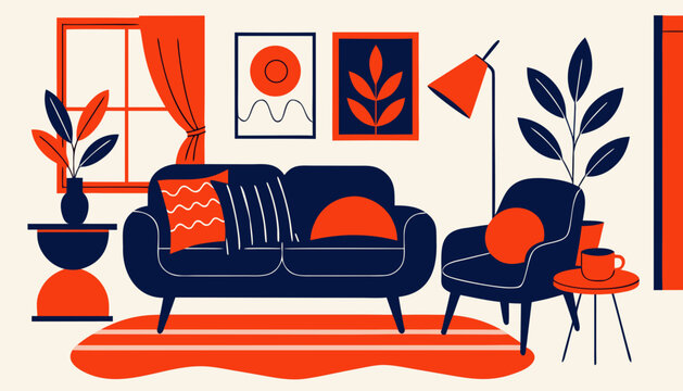 living room interior with sofa