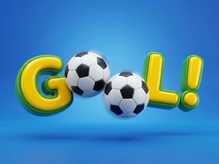 Obraz premium 3D Render of Soccer Goal Text with Footballs for World Cup Championship