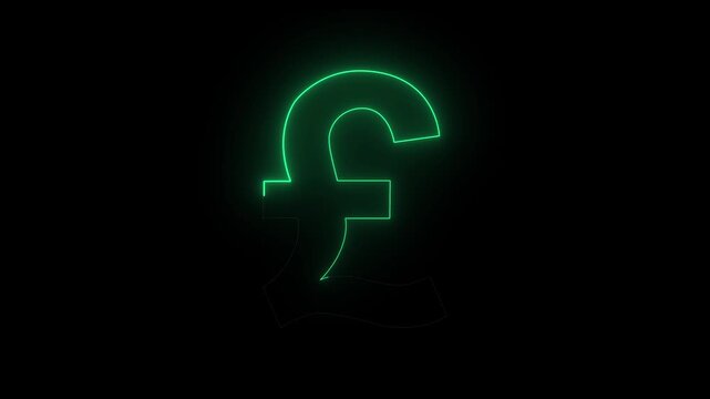A simple british pound icon Glowing neon Pound line icon animation on black background. high quality animation.