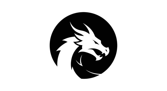 Black dragon head logo profile.