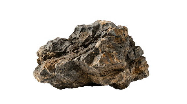 Brown rock, stone, mineral, geology specimen, earthy texture isolated on Transparent Background