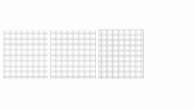 Isometric grid paper sheets with different spacing layouts