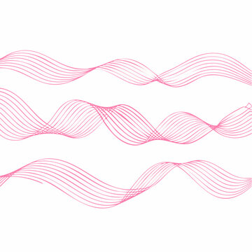 Abstract Pink Wavy Lines on White Background