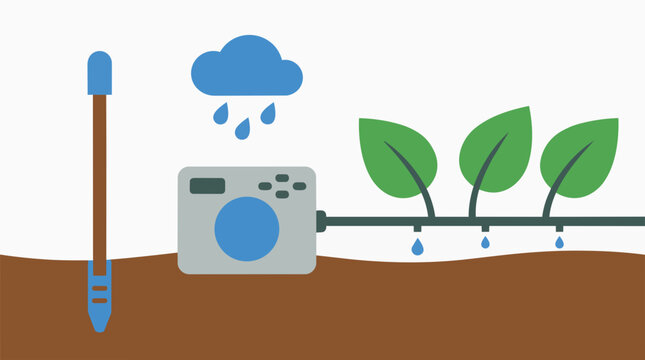 Smart irrigation controller with soil probe drip line and rain cue