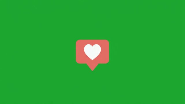A modern red heart like notification vector icon on a vibrant green background, symbolizing appreciation and positive feedback for digital design concepts and user engagement