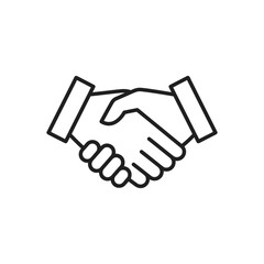 Obraz premium Bold black outline handshake icon representing agreement and partnership.